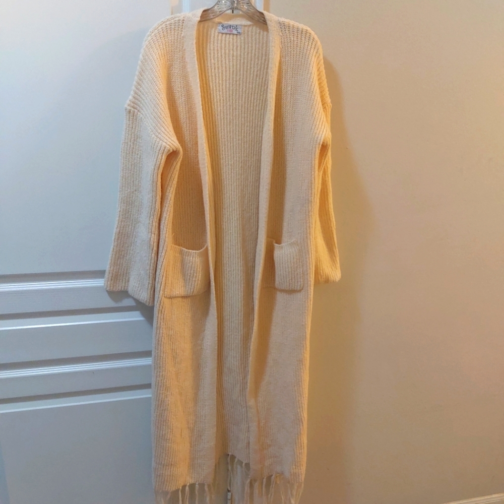 SWANK Long Cardigan Sweater Size M/L Cream Color
